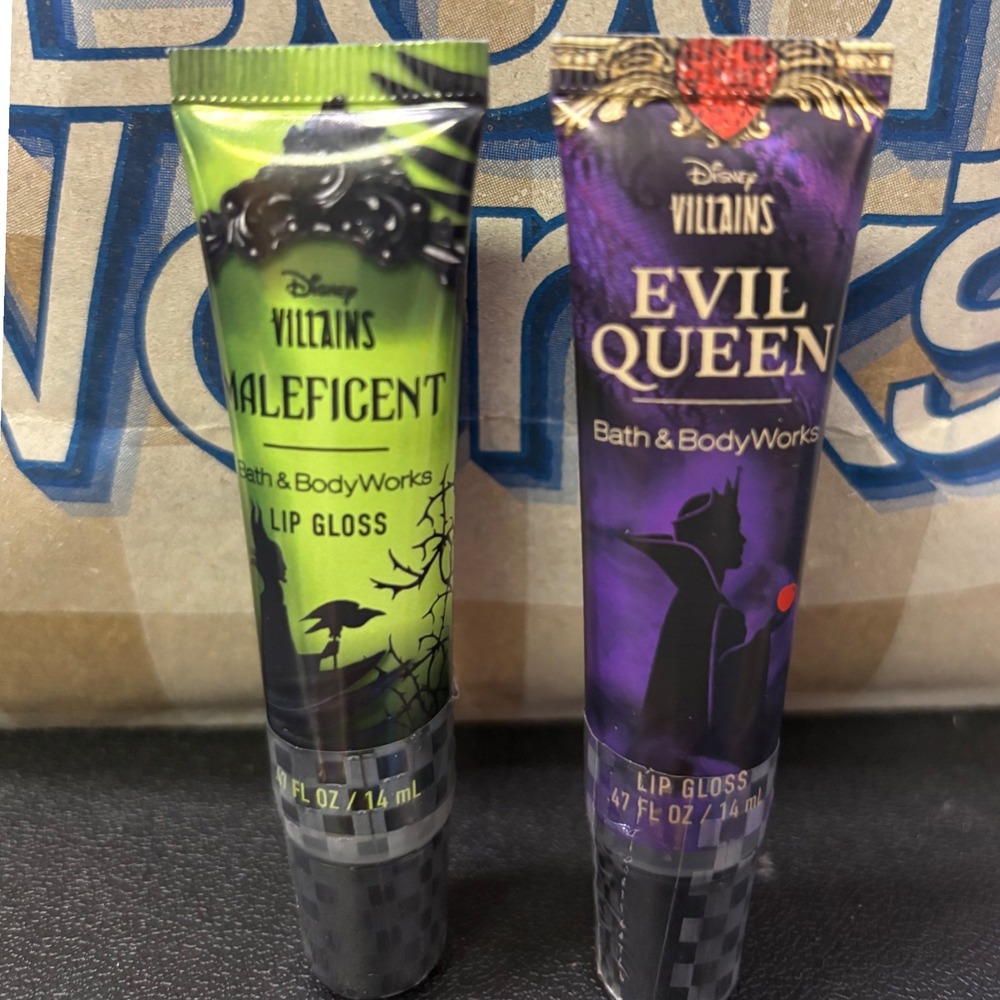 Disney Villains Bath & Body Works Set‎ of 2 Lip Glosses-Evil Queen & Maleficent